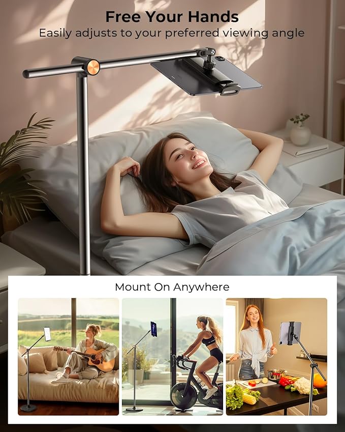 DIMONCOAT [Height-Adjustable & 360° Rotation Tablet Floor Stand Stable Base - Image 6