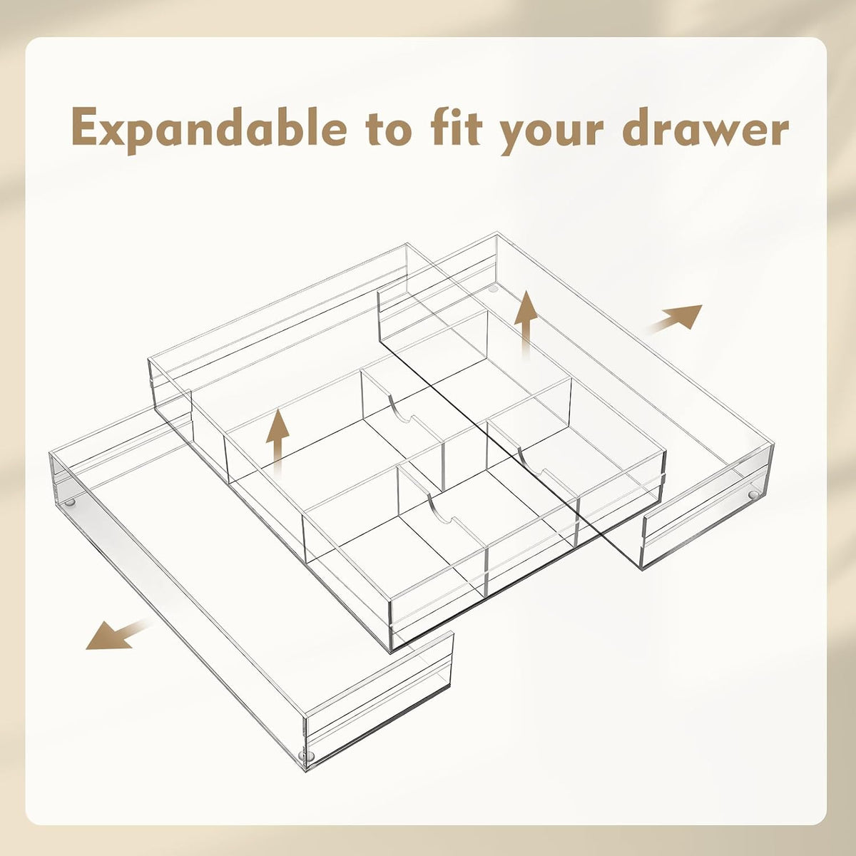 Briwooody 2 Pcs Acrylic Drawer Organizer, 12 x 18 x 2.1'', 8 Compartm...