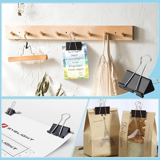 60 Pack Large Binder Clips 1.6 Inch, Binder Clips Large Size, Big Paper Clamps - Image 7
