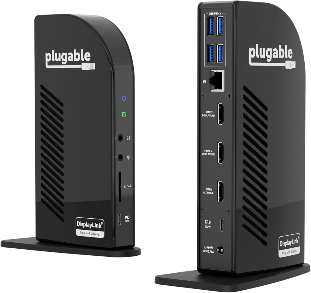 Plugable USB-C Triple Monitor Docking Station: 13-in-1 Laptop Dock