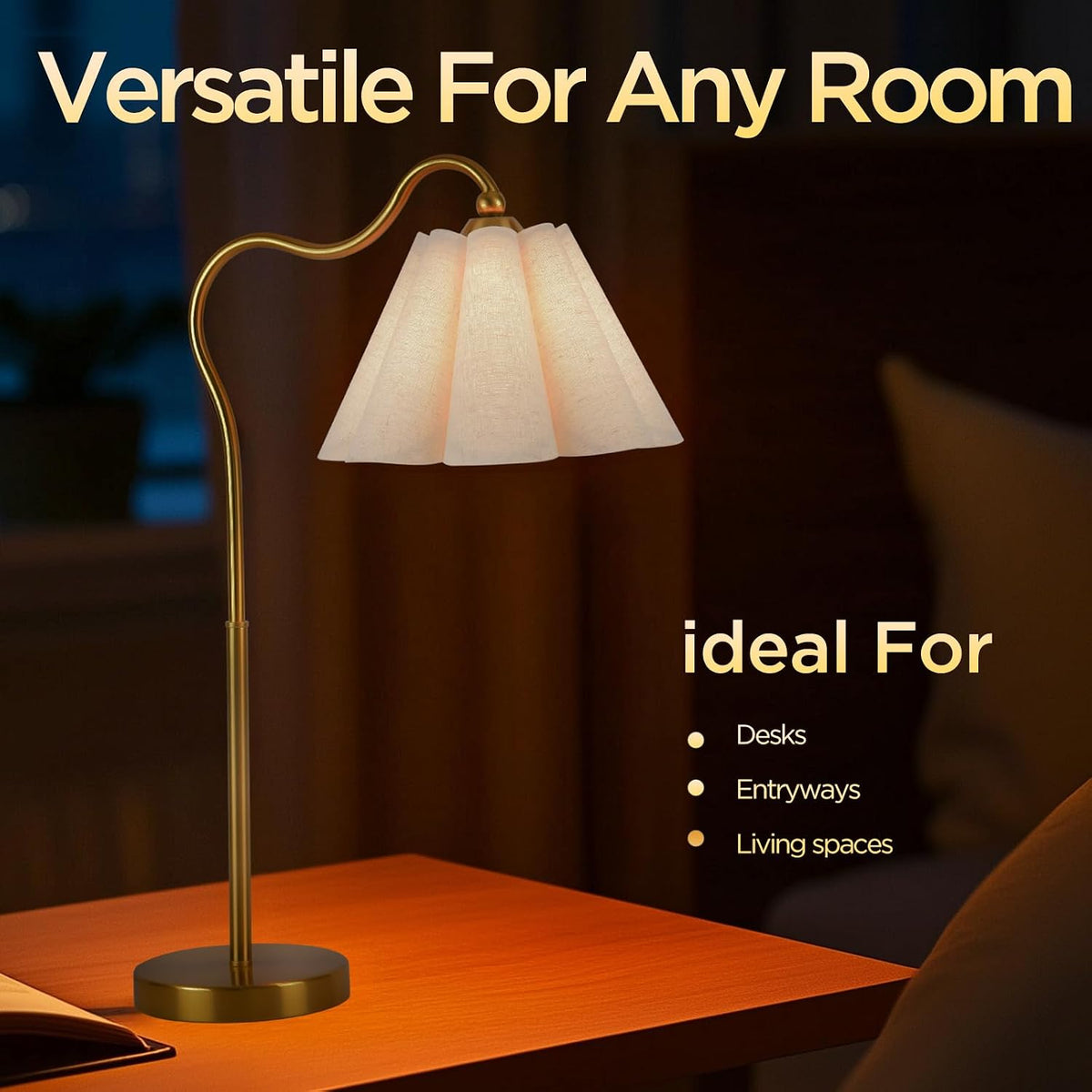 KUNJOULAM Modern Table Lamps, Nightstand Bedside Lamps with Umbrella Form Lin...