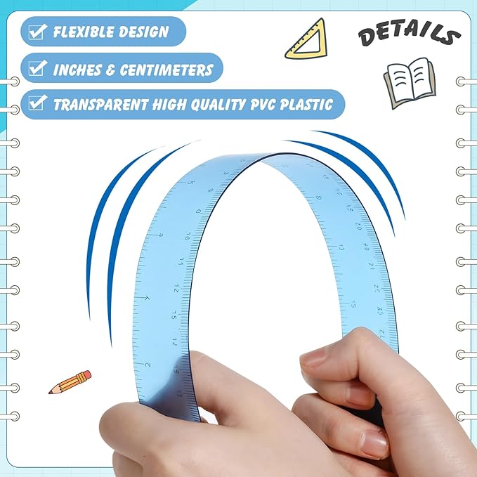 ForraFun 120 Pcs 12 Inch Plastic Ruler Bulk Colorful Transparent Ruler - Image 3