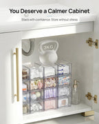 vtopmart 6 pack small clear stackable storage drawers, side view