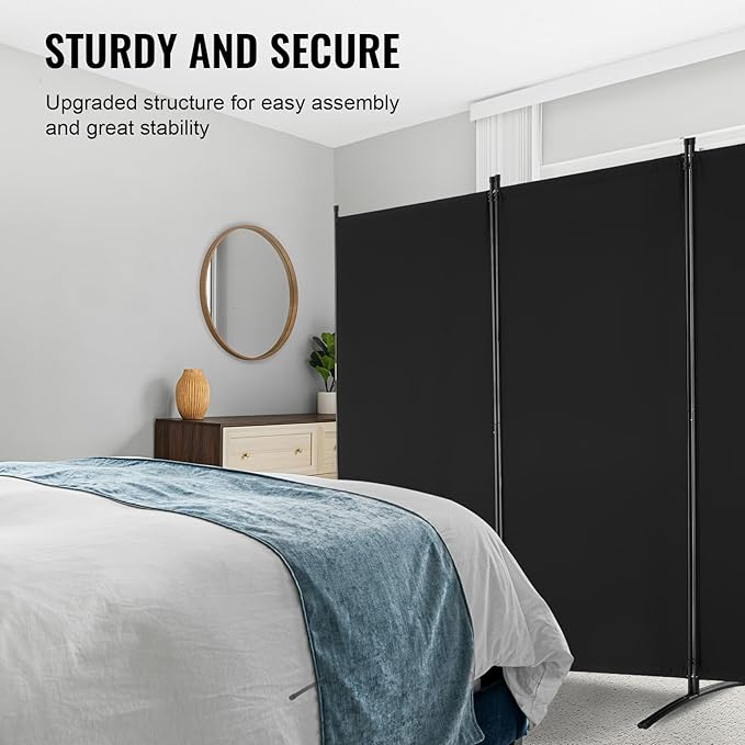 VEVOR Room Divider, 3 Panel Room Divider, Folding Privacy Screen and Portable - Image 4