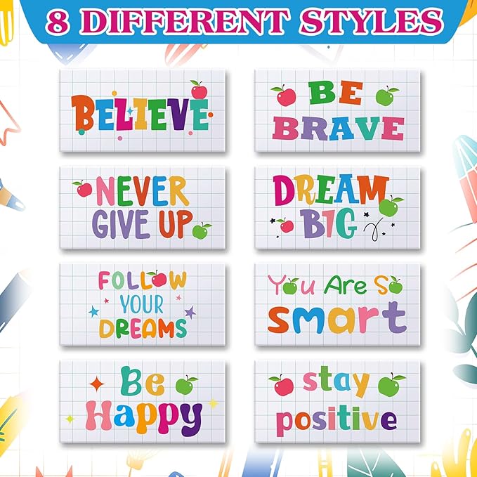 Dunzoom 100 Pcs Inspirational Pencil Erasers Bulk - Image 2