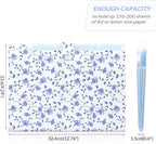 SKYDUE Expanding File Folder with 5 Pockets, Floral Accordion File Organizer for Important Document, Portable Receipt Paper Organizer, School Office Supplies,Blue