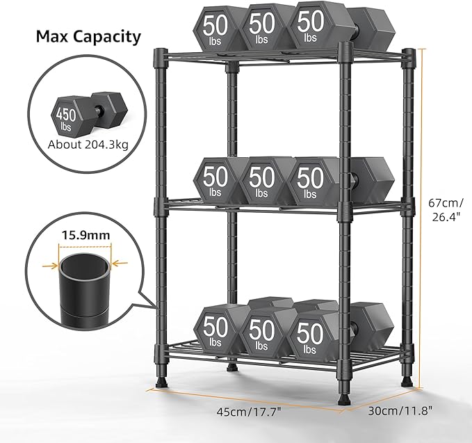 M MZG 450 lbs Steel Storage Shelving 3-Tier Utility Shelving Unit Steel - Image 3