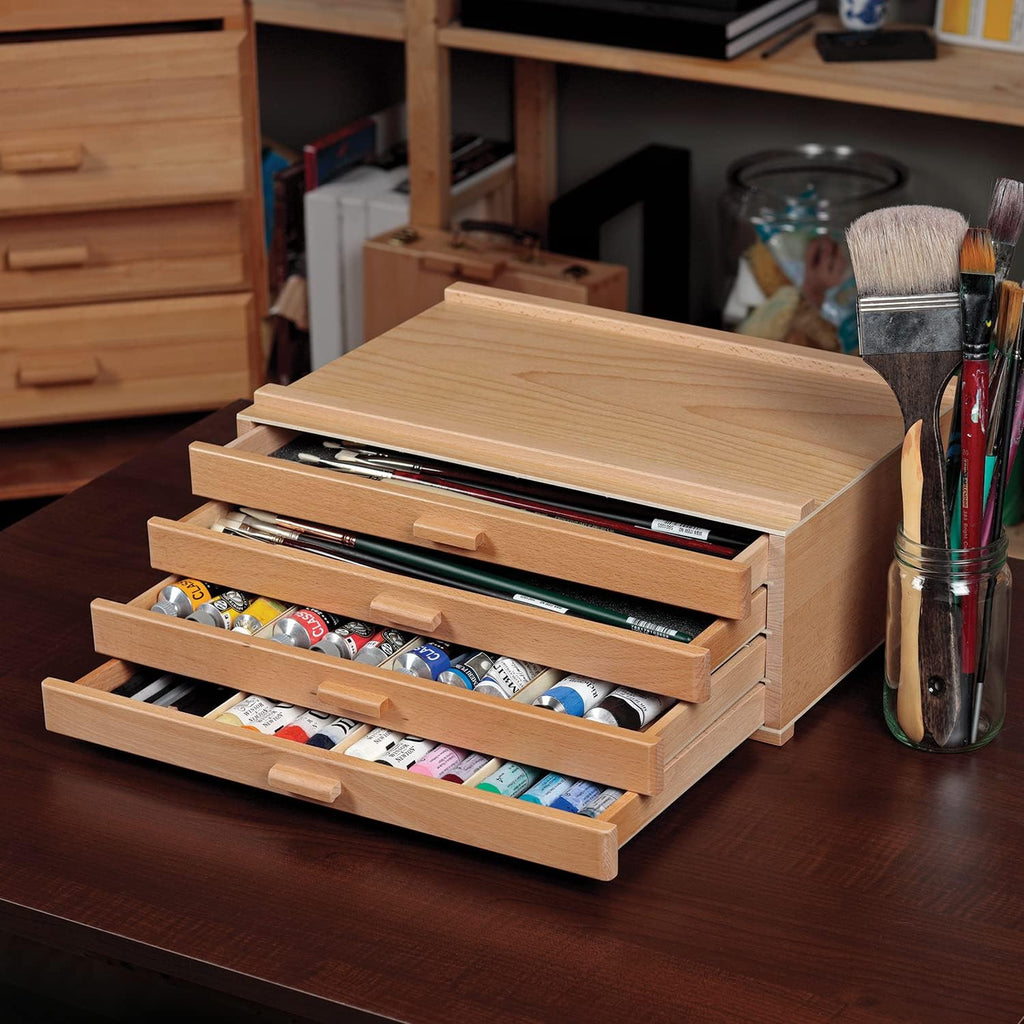 hg art concepts artist storage chest, wooden brush, package contents