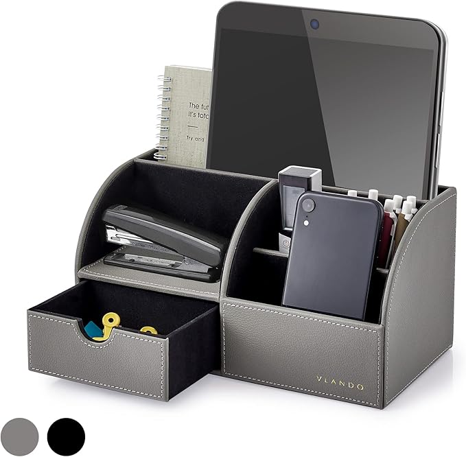 Vlando Office Desk Organizer Leather Desktop Organizer Caddy by VLANDO