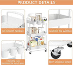 JIUYOTREE 3-Tier Plastic Rolling Storage Cart Utility Cart - Image 6