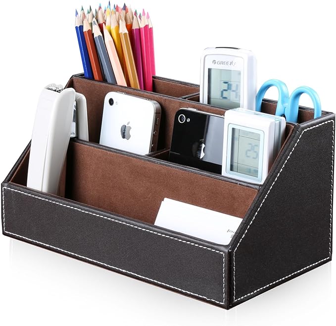 KINGFOM Pu Leather Desk Organizer by KingfomLeatherHomeOfficeDecor