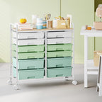 Rolling Storage Cart with 12 Drawers, Wooden Tabletop Utility Cart - Image 8