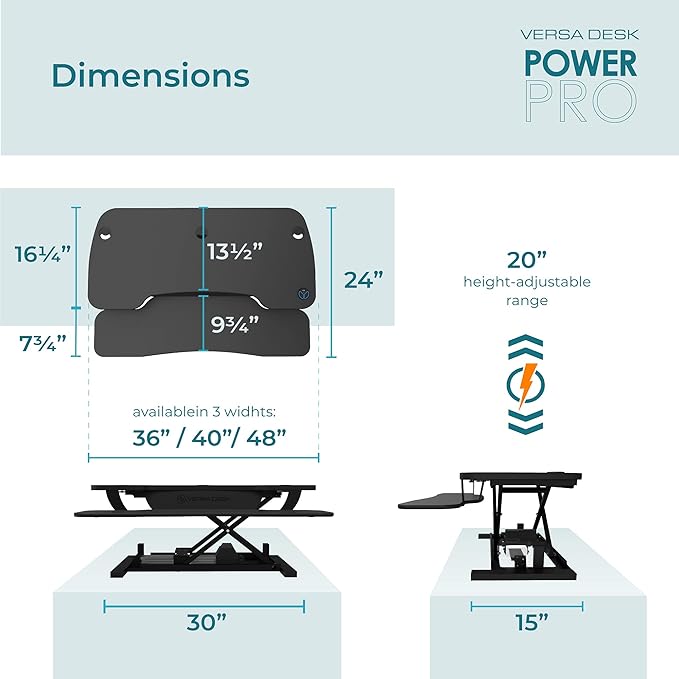 VERSADESK® PowerPro™ 36” x 24” Standing Desk Converter | 7.75” - Image 4