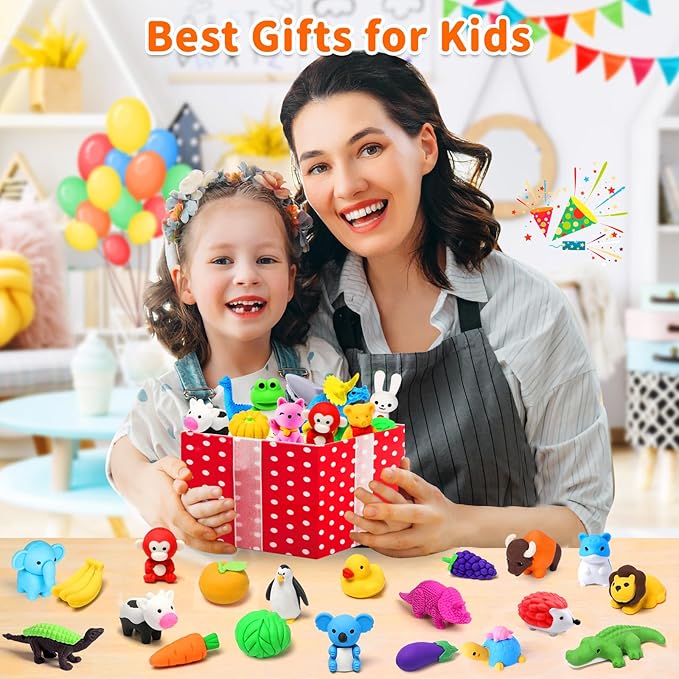 Arscniek 40 Pack 3D Puzzle Animal & Food Erasers - Image 7