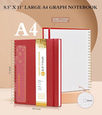 Graph Paper Notebook, Spiral Notebook Journal 8.5” x 11”, A4 Large Grid - Image 2