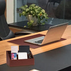 6 piece office supplies/desk organizer set with desktop, side view