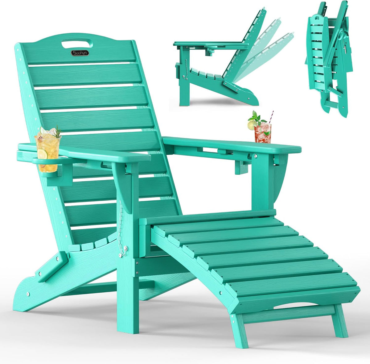 Adjustable Adirondack Chair,Outdoor Fire Pit Chair，Lakeblue