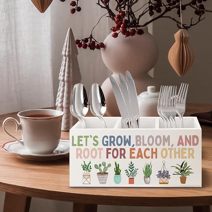 URLLUAE Boho Plant Classroom Wooden Pen Pencil Holder - Image 4