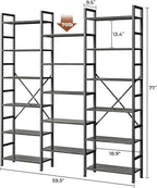 SUPERJARE Triple 6 Tier Bookshelf, Bookcase - Image 3