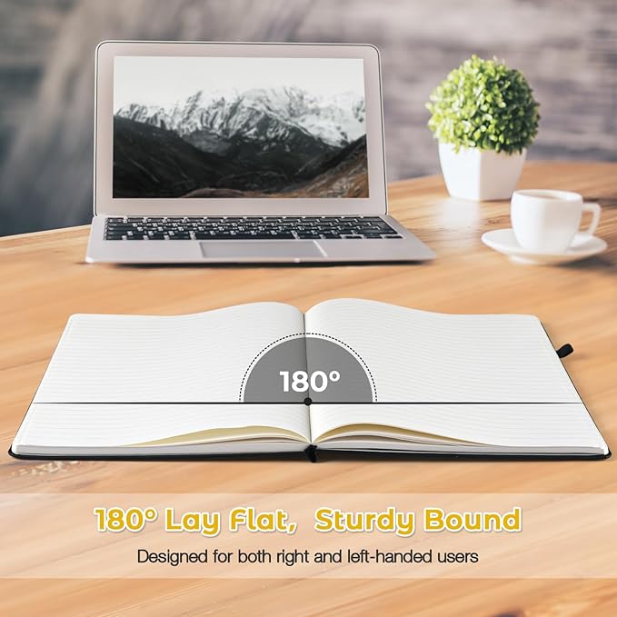 Lined Journal Notebook, 8.5" x 11" Hardcover Leather Notebook - Image 3