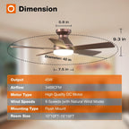 addlon 42 inch brown low profile ceiling fans, front angle view