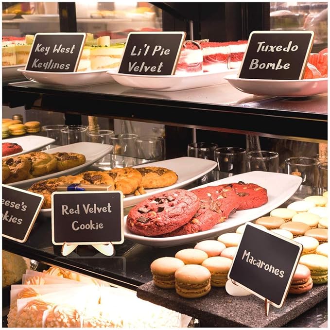 Mini Chalkboard Signs, 20 Pack Framed Small Chalk Board Food Labels - Image 7