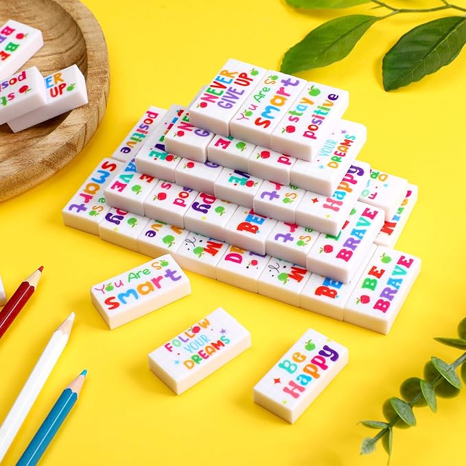 Dunzoom 100 Pcs Inspirational Pencil Erasers Bulk - Image 4