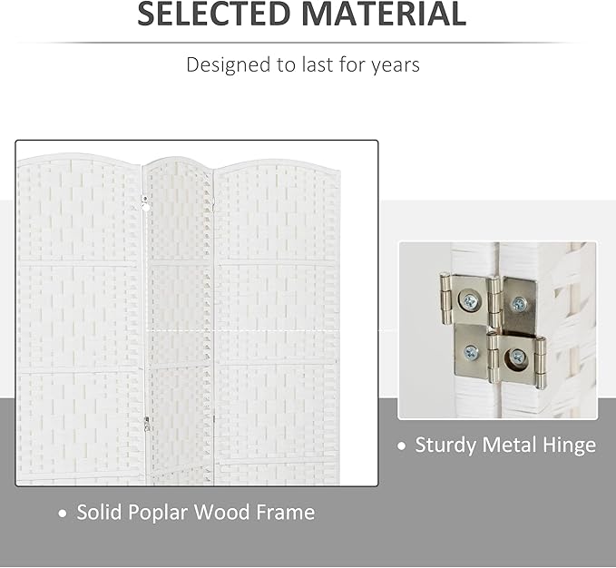 HOMCOM Room Divider, 4 Panel Folding Privacy Screen, 6FT Tall Portable Wicker - Image 4