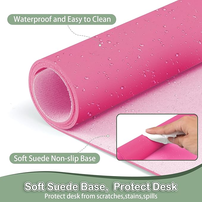 Boutilon Leather Desk Pad Protector, Non-Slip Mouse Pad, Laptop Desk Pad - Image 4