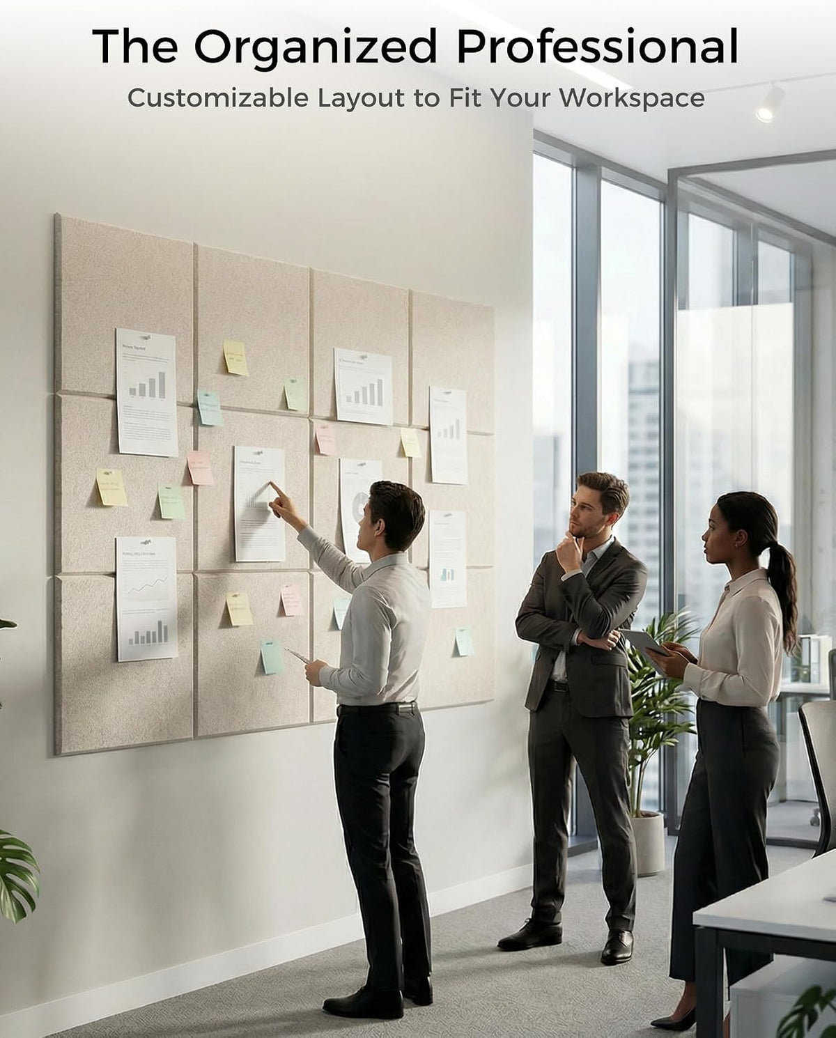 Aothia 48" x 36" Large Felt Bulletin Board, Oatmeal