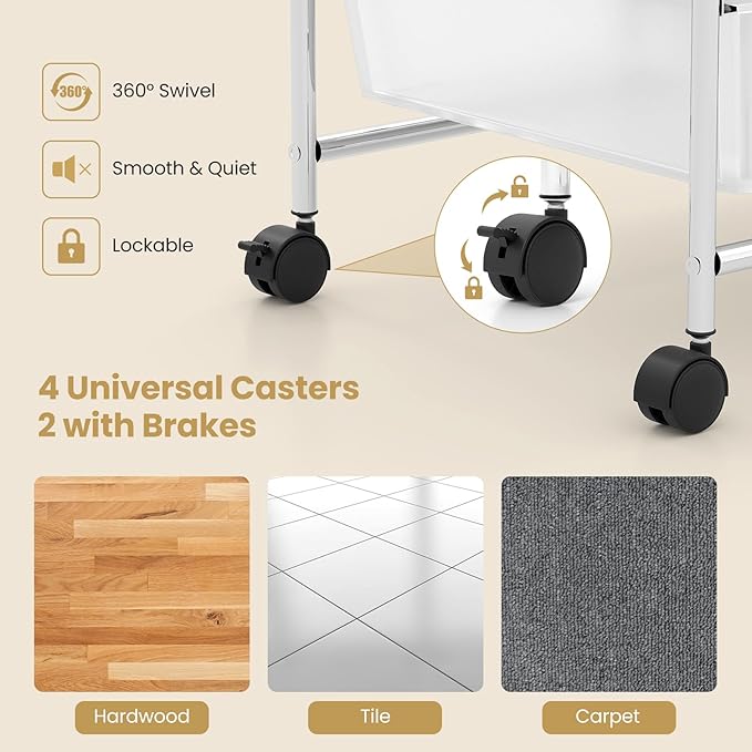 LDAILY 12 Drawer Rolling Storage Cart, Rolling Cart - Image 5