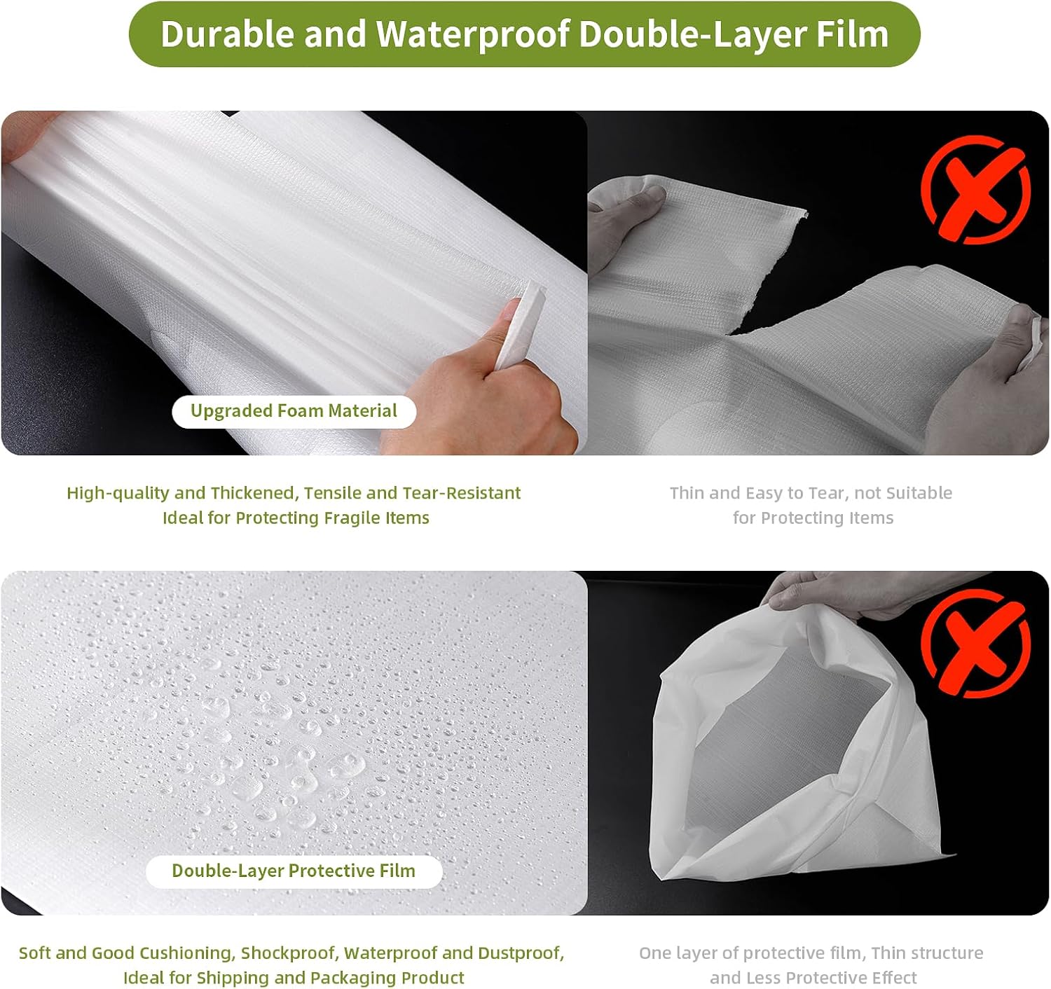 EPHECH 100PCS 12" x 12" Cushion Foam Pouches for Moving & Packing | Double-Layer PO Films Foam Pouches | Reusable Cushion Bags for Moving, Shipping, Dishes, Books, Frames & Fragile Items