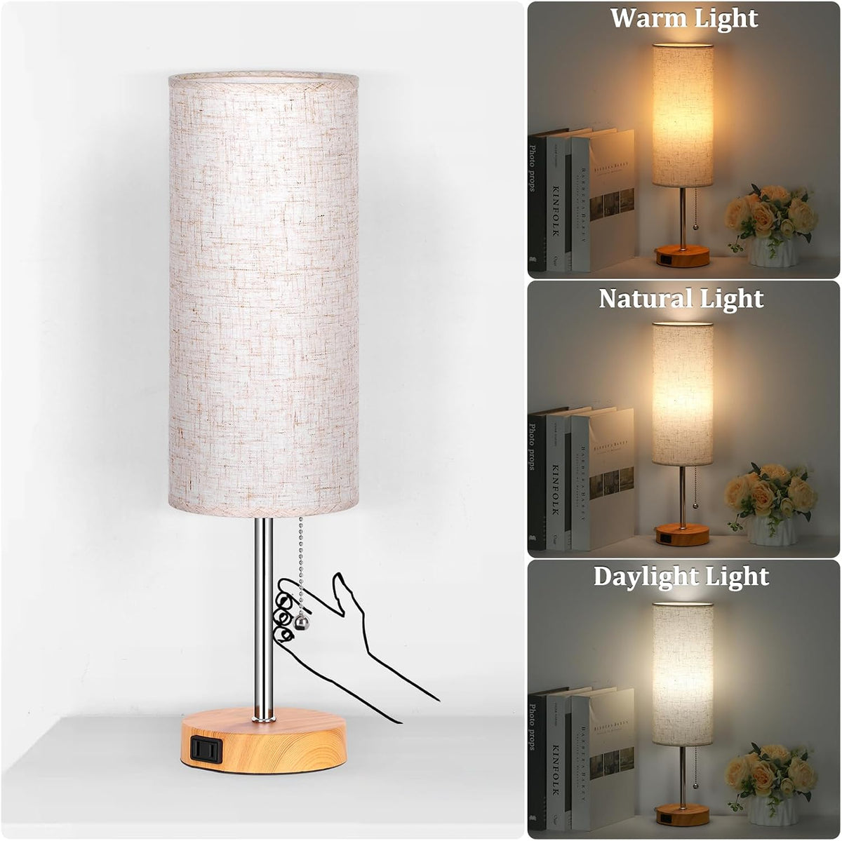 Dott Arts 18" Table Lamp for Bedroom, 3-Color Bedside Lamps with Pull Chain