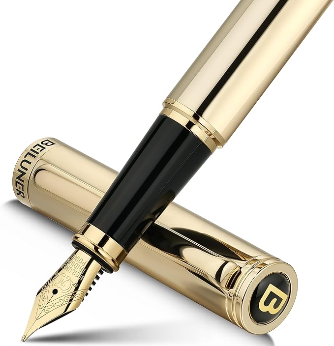 BEILUNER Gold Fountain Pen, Stunning Luxury Pens by BEILUNER