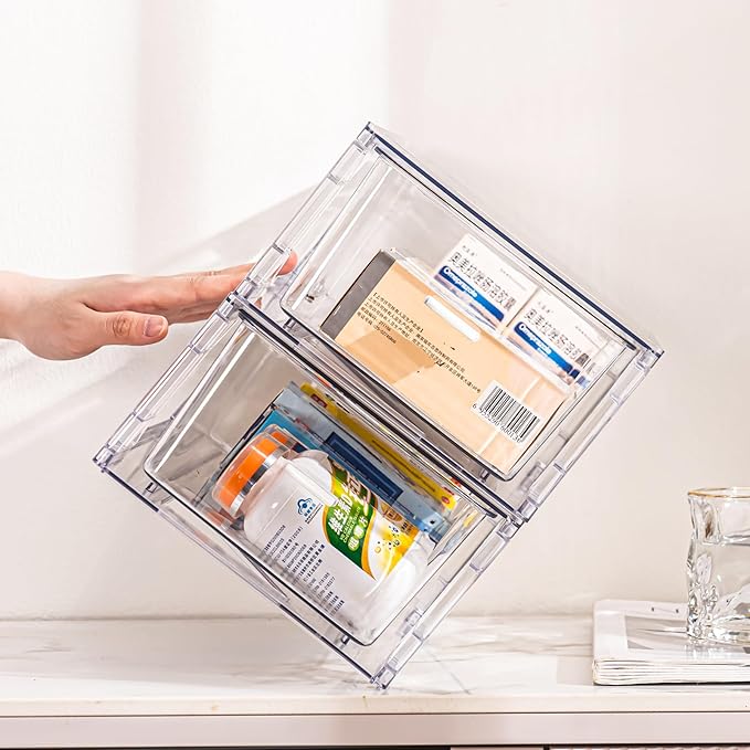 Sgoostood 6 Pack Stackable Organizer Drawers, Transparent Drawer in Home - Image 6