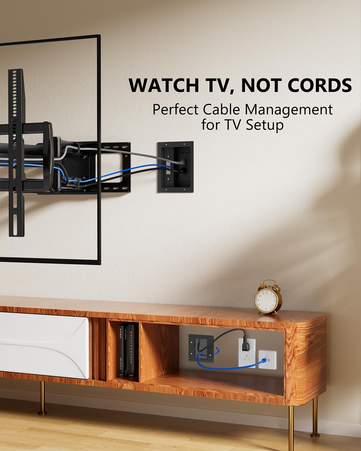 FORGING MOUNT in-Wall Cable Management Kit with Recessed Power Outlet Box,Cor...