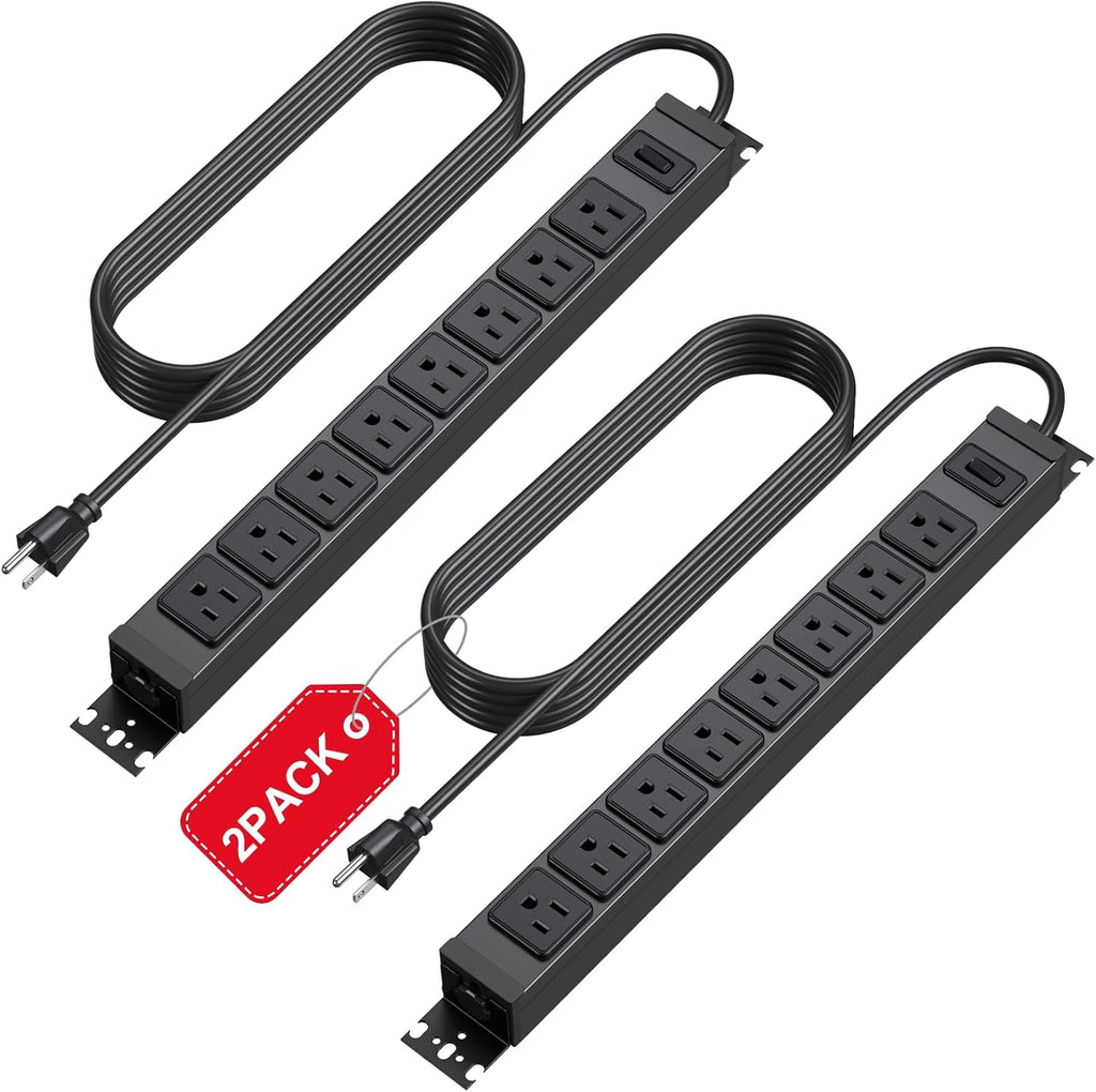 HHSOET 2 Pack Metal 360° Rotating Mountable Power Strip, 8 Outlet Gaming Table
