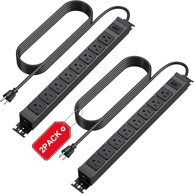 HHSOET 2 Pack Metal 360° Rotating Mountable Power Strip, 8 Outlet Gaming Table by HHSOET