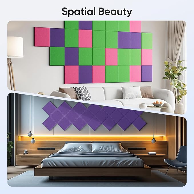 UNECHO 12 Pack 12" X 12" X 0.4" Acoustic Panels - Image 5