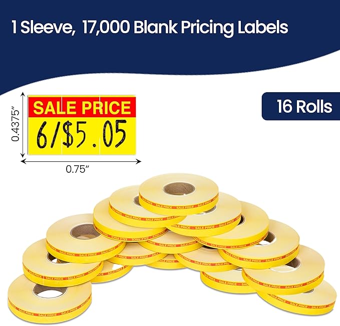 Perco Red Reverse Print on Yellow Sale Price Labels - Image 3
