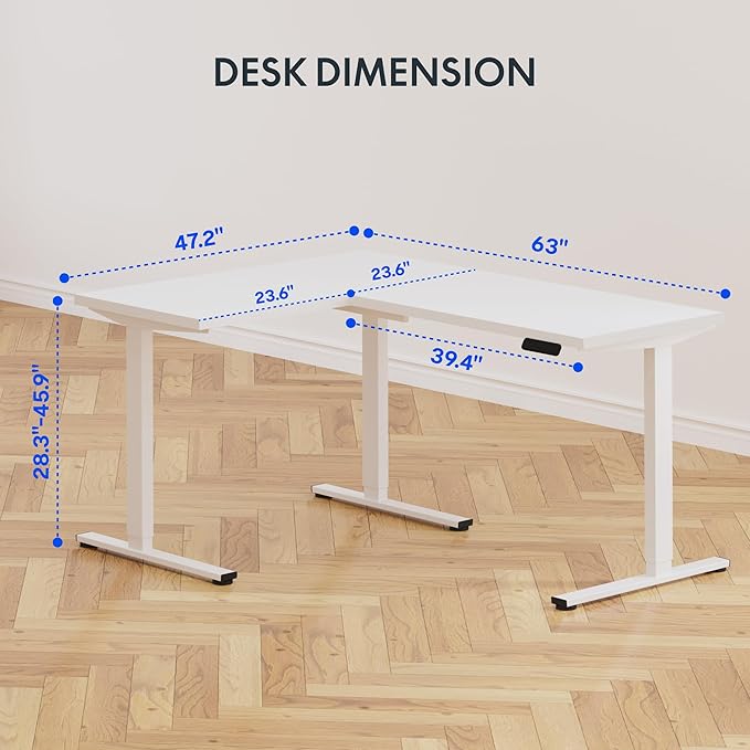 FLEXISPOT L Shaped Standing Desk, 63 x 47 Inch Electric Height Adjustable - Image 3