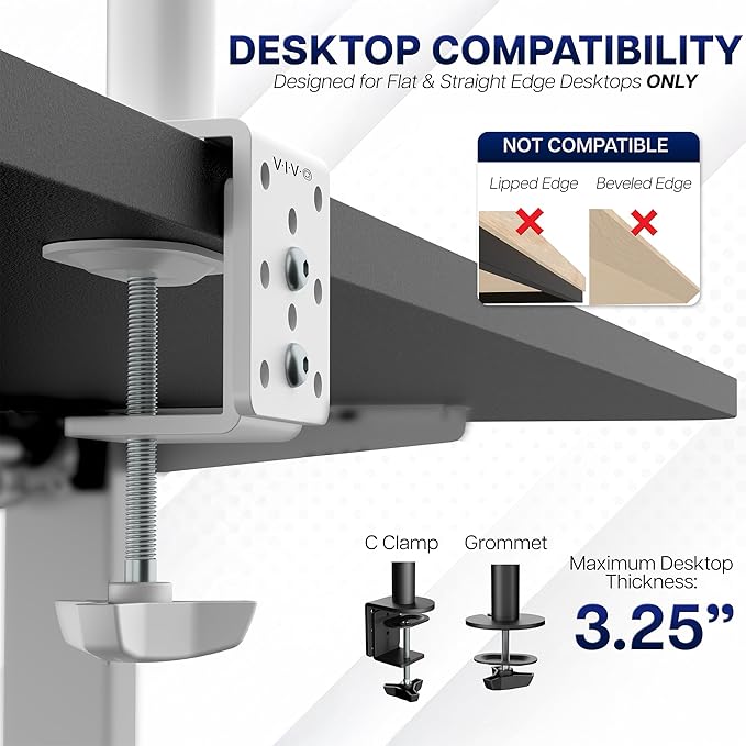 VIVO Dual Ultrawide Monitor Desk Mount, Heavy Duty Fully Adjustable Steel Stand - Image 6