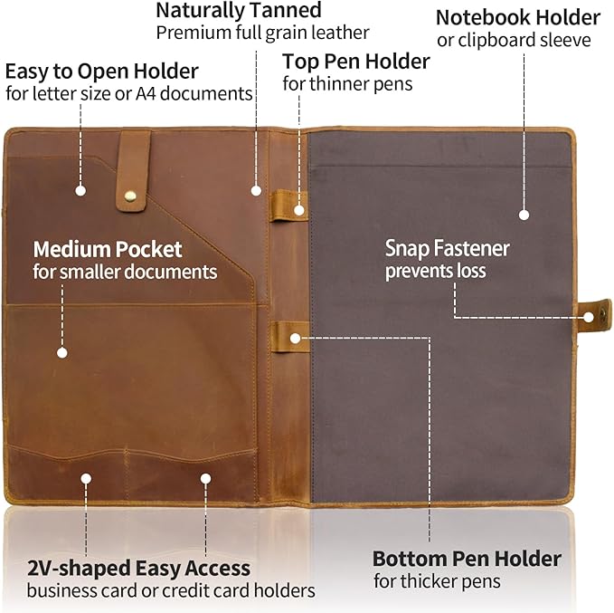 Jack&Chris Leather Portfolio, A4 Document Folder Legal Pad Padfolio, - Image 3