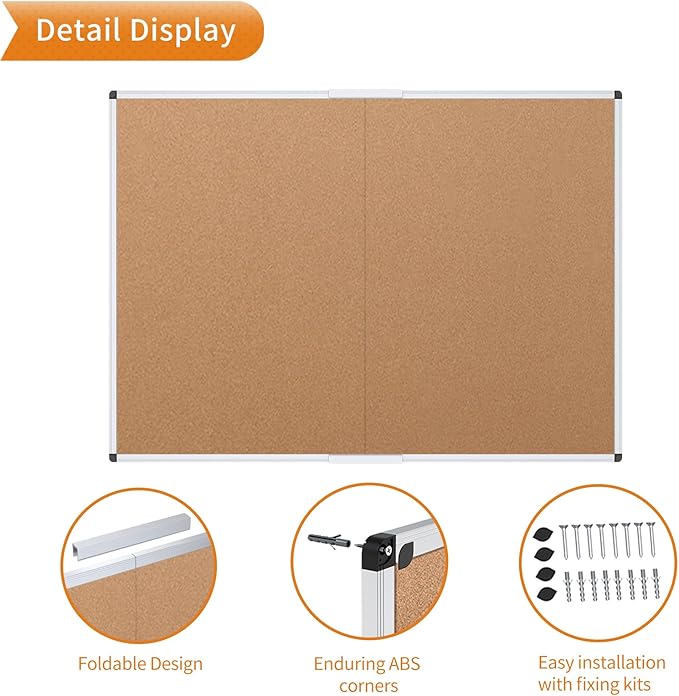 VIZ-PRO Cork Bulletin Board/Foldable Noticeboard, 36 X 24 Inches - Image 3