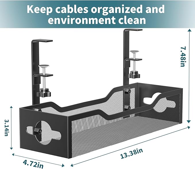 Litwaro Under Desk Cable Management Tray 2 Pack, No Drill, Organizer - Image 3