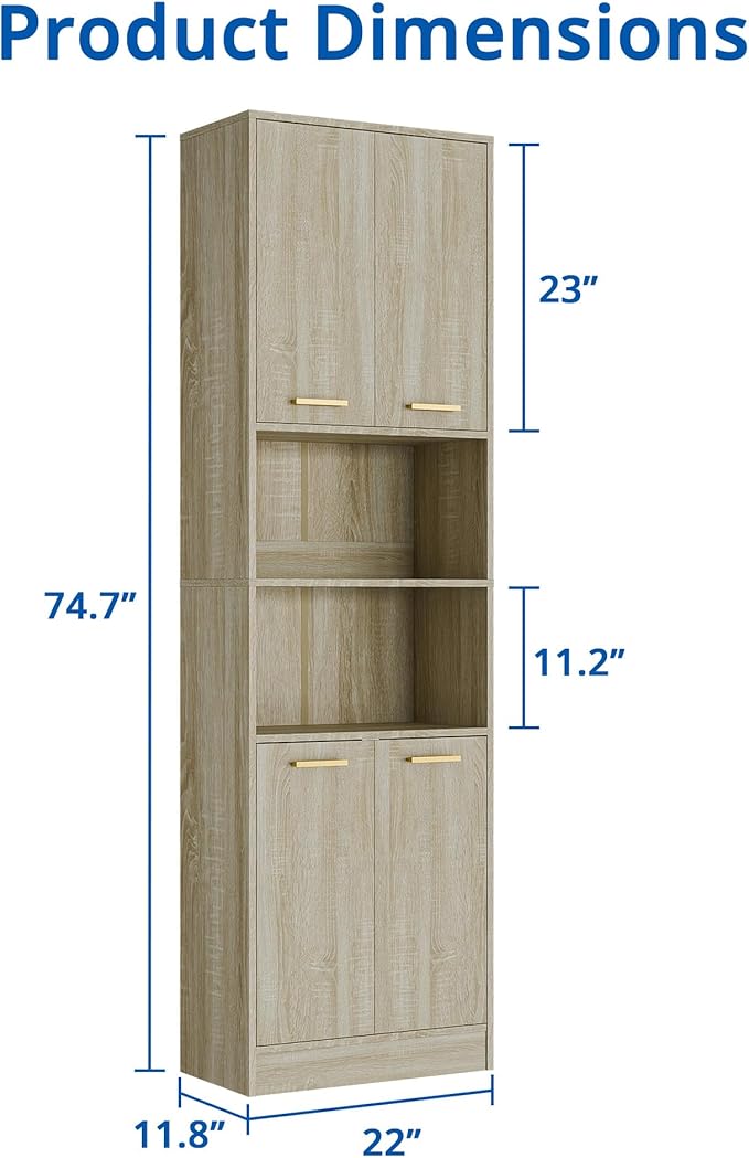 Cozy Castle Kitchen Pantry Cabinet, 4 Doors Open Countertop Utility Hutch - Image 2