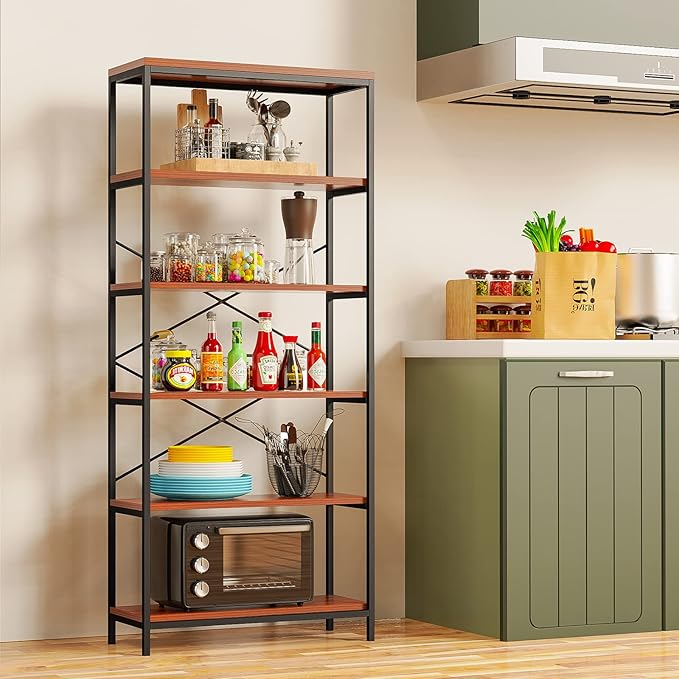 Himimi 6 Tier Industrial Bookshelf, Vintage Standing Storage Shelf, Display - Image 9