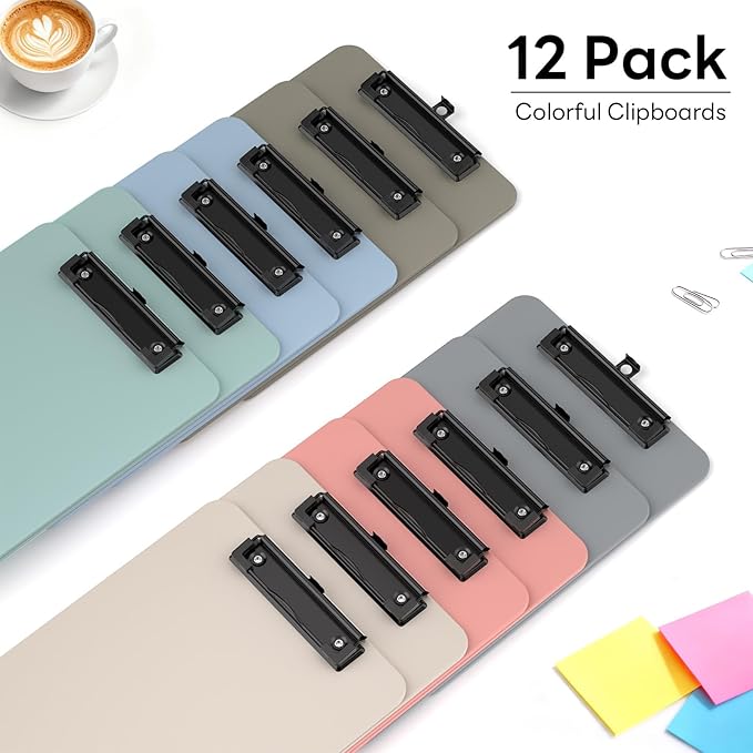 Zoenley A4 Plastic Clipboard Set of 12, Morandi Colorful 12.5 x 9 Letter Size - Image 3
