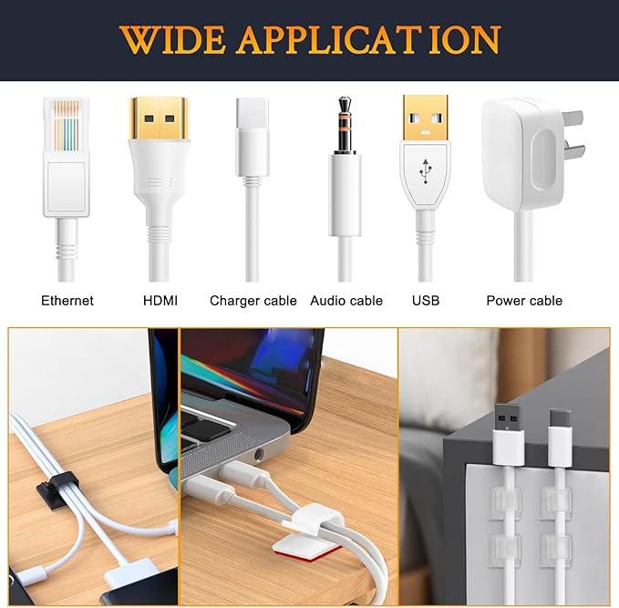 SOULWIT 50 Pcs Self Adhesive Cable Management Clips, Cable Organizers Sticky - Image 6