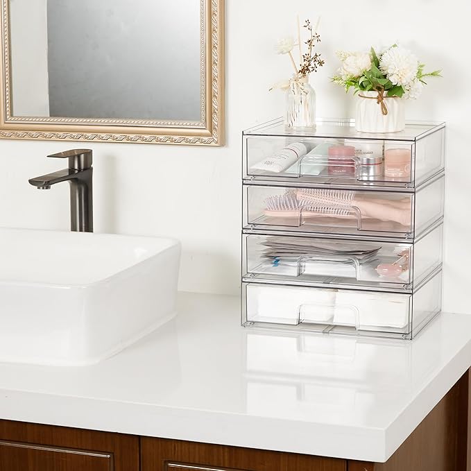 Vtopmart 12.1''W Clear Stackable Storage Drawers, 2 Pack Acrylic Plastic - Image 5